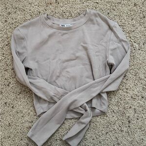 Zara Women's Beige Long Sleeve Top